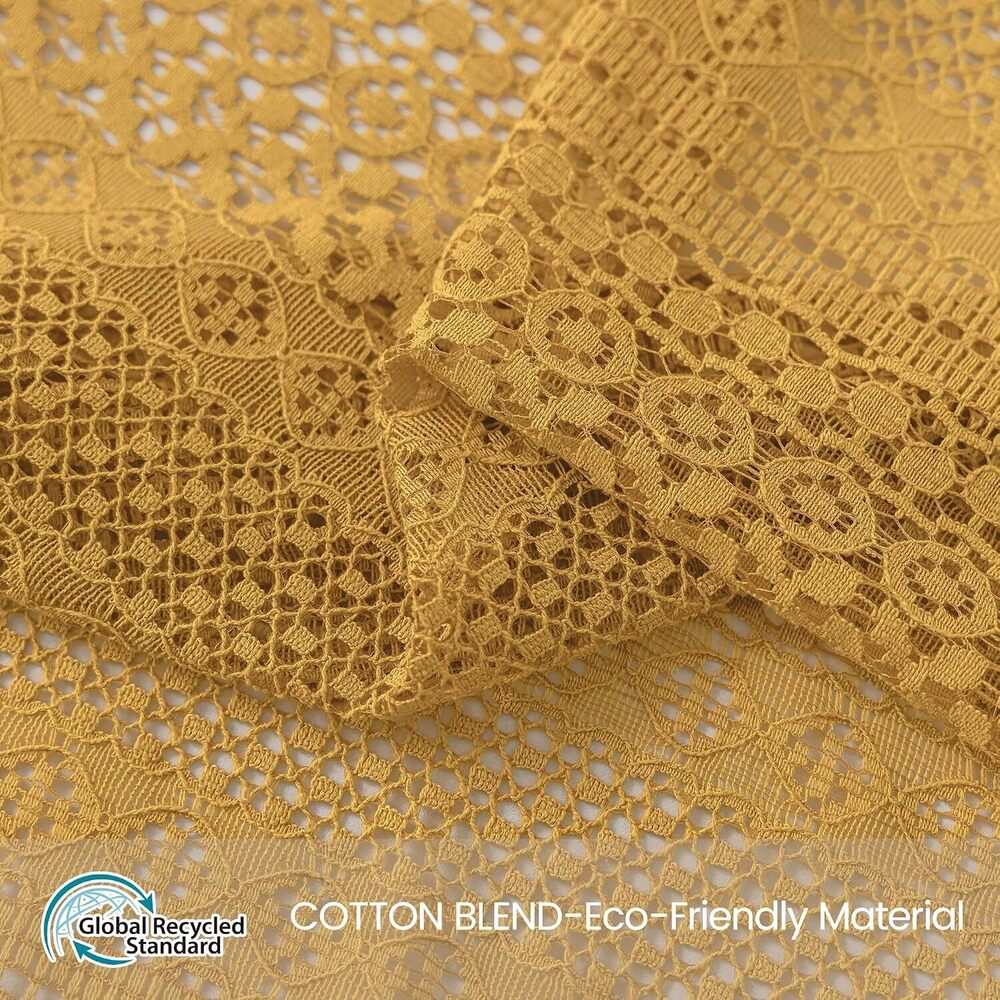 Boho Lace Curtains 84 Inches 2 Panel,Light Filtering Privacy Tassel & - Picture 2 of 8